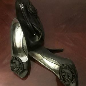 Nine West Satin Heels with a Nine West match clutc